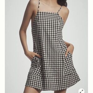 Anthropologie Black and White Apron-Style Dress Mini